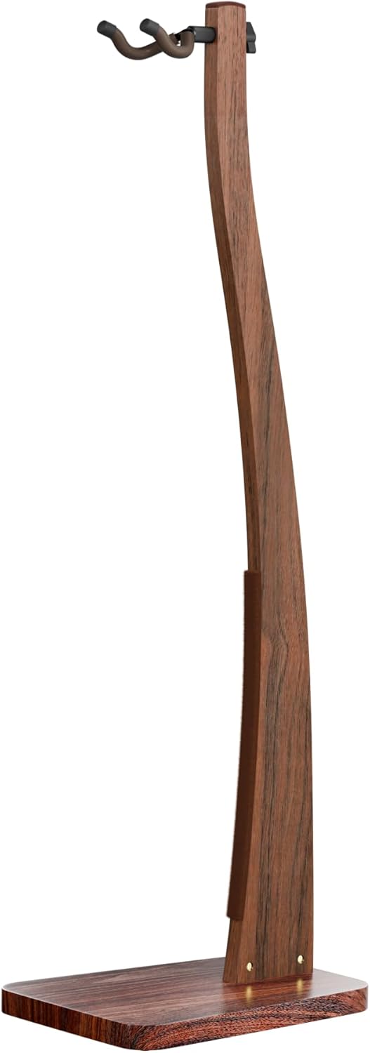 Guitar Stand, Acoustic Guitar Stand Floor, Premium Solid Wood Guitar Stand, Single Guitar Holder Stand for Acoustic Guitar, Electric Guitar, Bass Guitar, Semi Curved Hanging Guitar Stands for Studio, Living Room, American Black Walnut