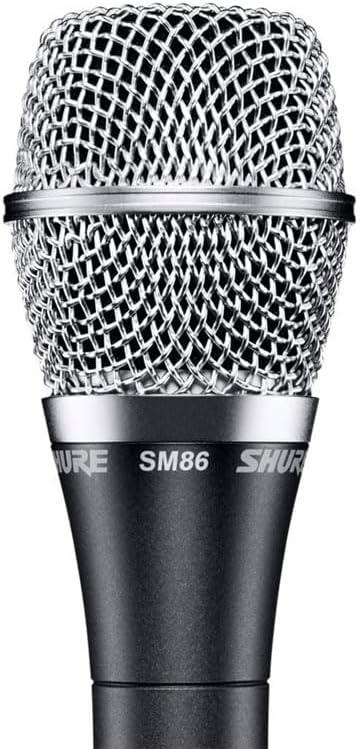 Shure SM86 Cardioid Condenser Vocal Microphone for Professional Use in Live Performance with Built-in 3-Point Shock Mount, 2-Stage Pop Filter to Reduce Wind/Breath Noise, No Cable Included (SM86-LC)