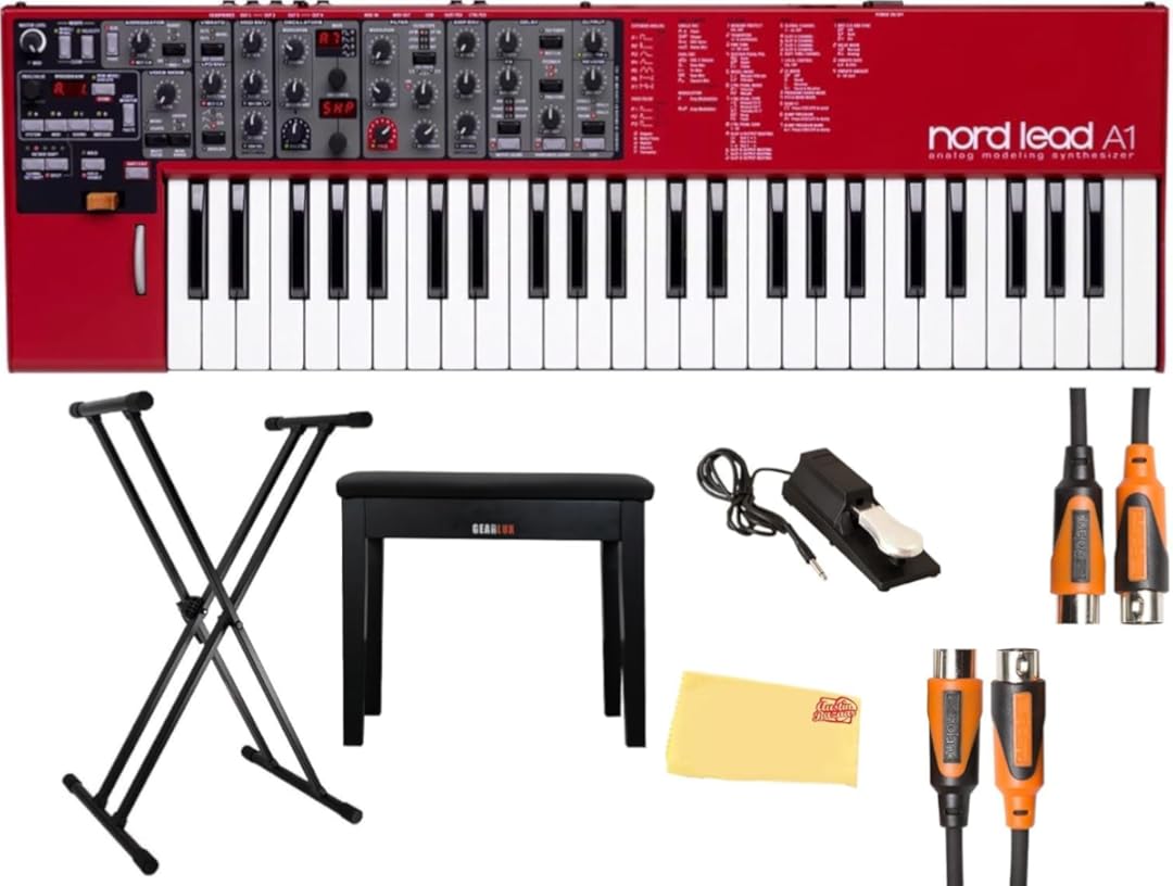 Nord Lead A1 Analog Modeling Synthesizer with Keyboard Stand, Bench, 2 MIDI Cables, Sustain Pedal, and Austin Bazaar Polishing Cloth