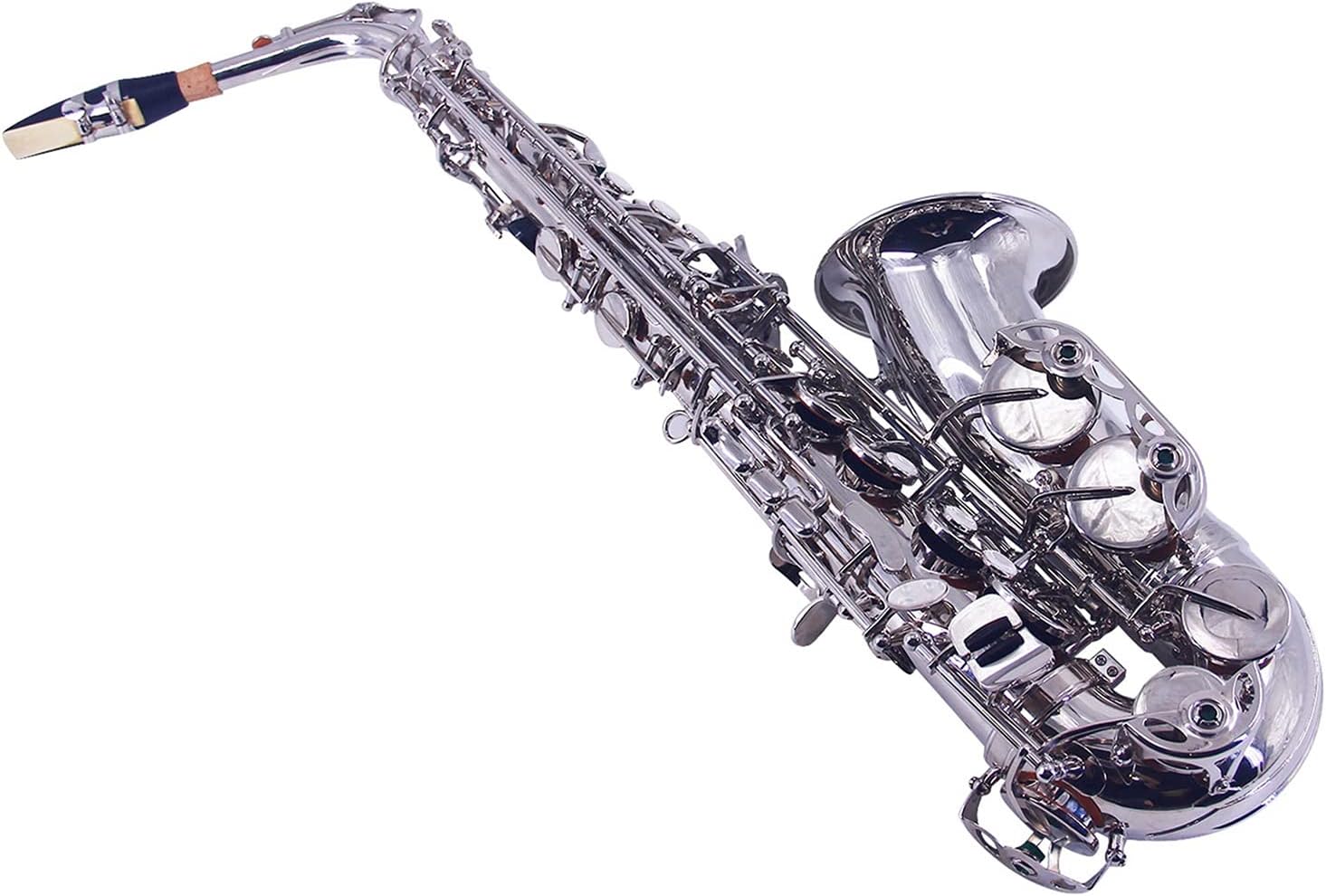 KESHUO EB Alto Saxophone Sax Brass Plated Nickle 802 Key Woodwind Instrument with Saxophone Accessaries Brass Sax Beginners Kit