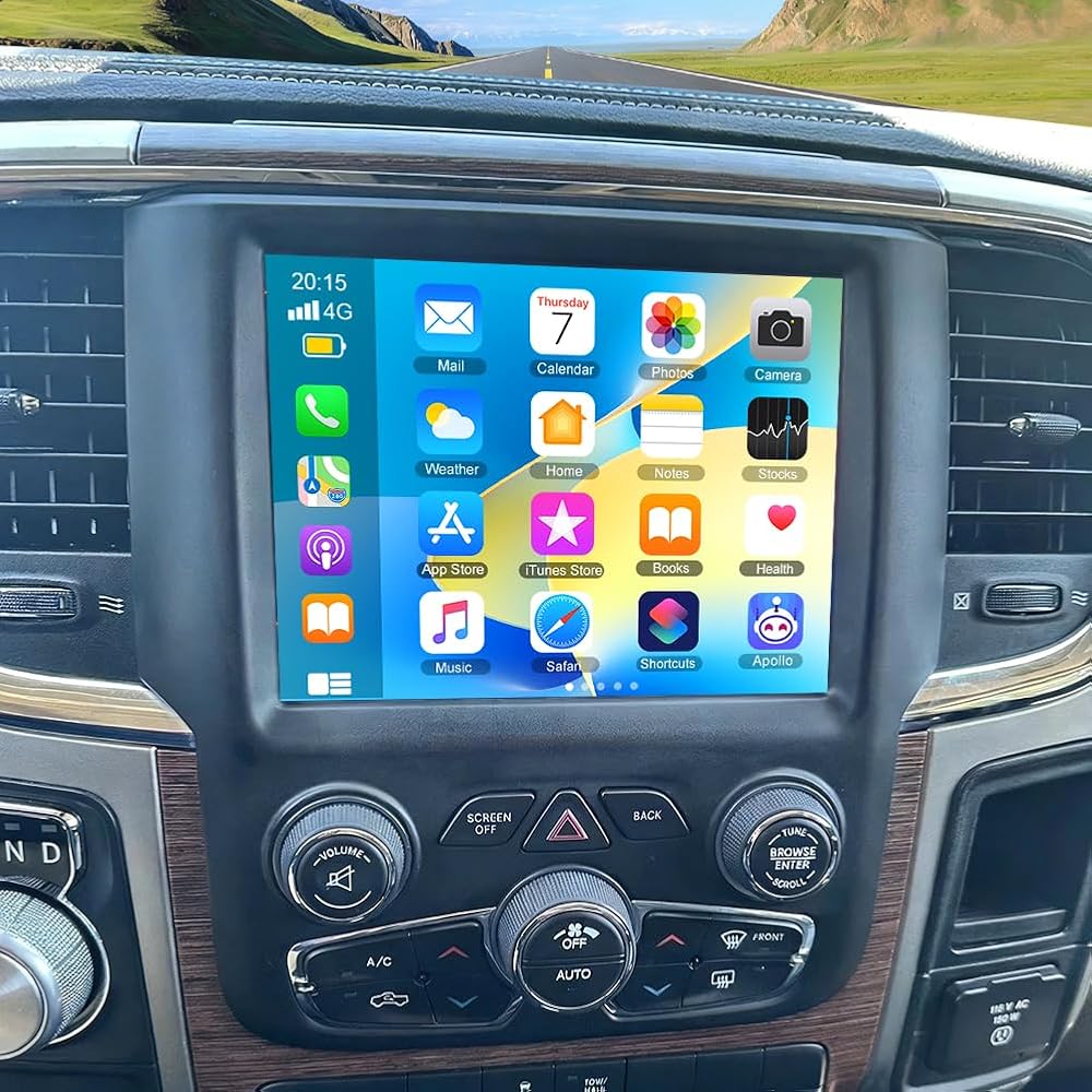 Car Stereo for Dodge Ram 2015-2021,8.4 Inch Android 14 Double Din Car Radio with Carplay & Android Auto, in-Dash Navigation Radio with BT Mirror Link WiFi FM Radio & Backup Camera-2+64G