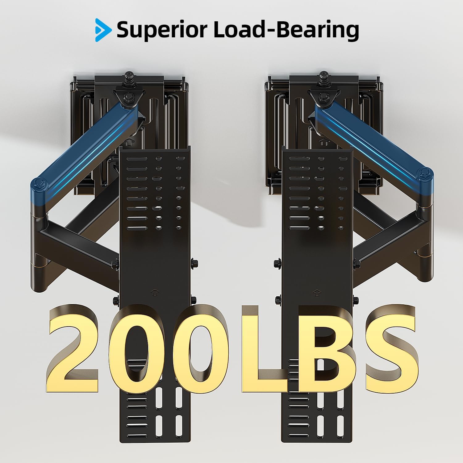 Full Motion TV Mount for 48-120 inch TVs up to 200Lbs, Slim Sturdy & Smooth Extension, Tilt and Swivel TV Wall Mount for Large TVs, Corner Wall Mount tv Bracket, Unlimited Wood Stud and VESA