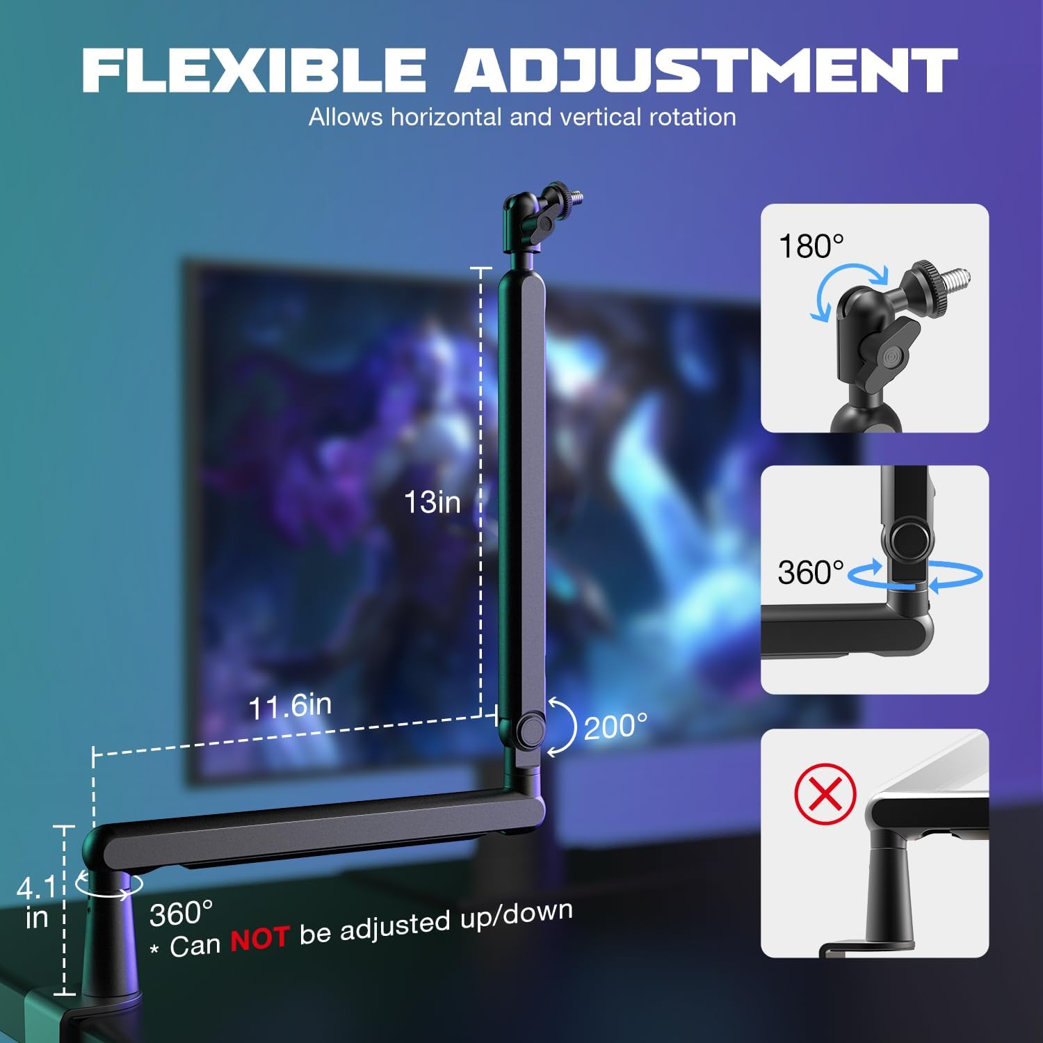 FIFINE USB Gaming Microphone and Microphone Arm Stand,RGB Cardioid Dynamic Mic for PC,Boom Arm Stand with Desk Mount Clamp, Screw Adapter,Cable Management,for Podcast Streaming Studio(K658+BM88)
