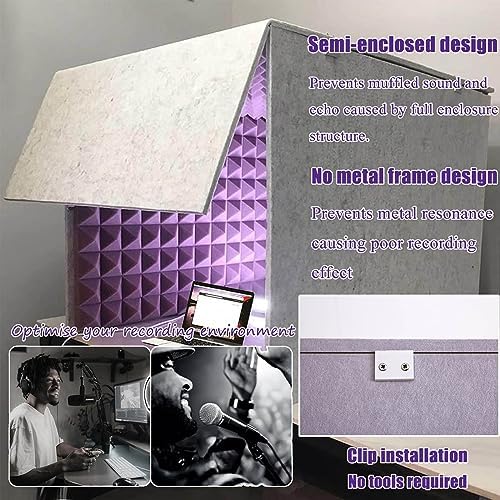 Soundproof Booth Portable Recording Booth Home Studio Booth Desktop Soundproof Cover Simple Isolation Shield Vocal Absorbing Shield Microphone Isolation Shield (Yellow 80 *