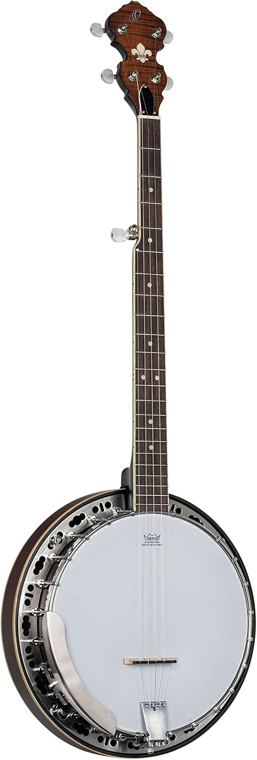 Ortega Guitars Americana Series 5-String Flamed Mahogany Resonator Banjo, Right, Whiskey Burst (OBJ300-WB)