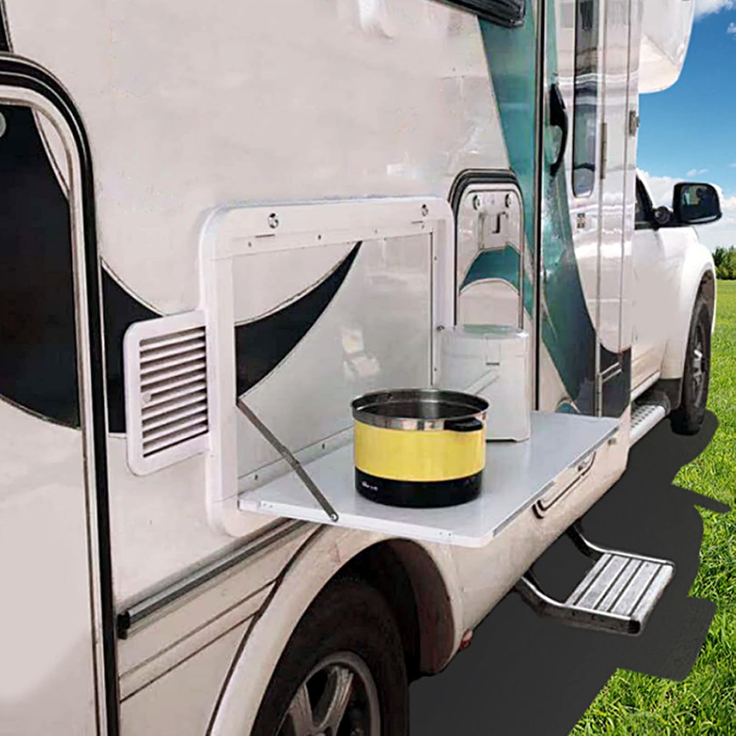 OUKANING Fold Down Wall Mount Desk Maximum load 55.11lb Aluminum Alloy Folding Wall Table 31.5