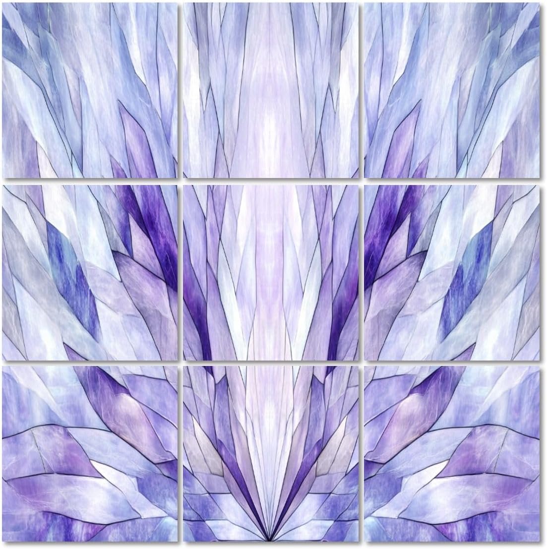 Art Acoustic Panels Self Adhesive Ethereal Symmetrical Stained Fractal Designs 9 Packs Decorative Soundproof Wall Panels Large Sound Absorbing Panels for Home Office 60