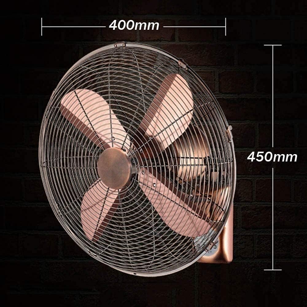 Residential Wall Mount Ranzorh Adjustable AngleElectric Fan/Retro Antique Metal Wall Fan/Oscillating Wall Mounted Air Cool Fan/Remote Control/ (Size : 14inch(WXH/400x450mm))