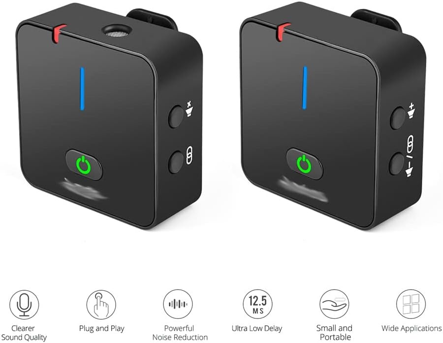 2.4G Recording Microphone Transmitter Receiver Clip-on Lavalier Mic for Smartphone Camera Video