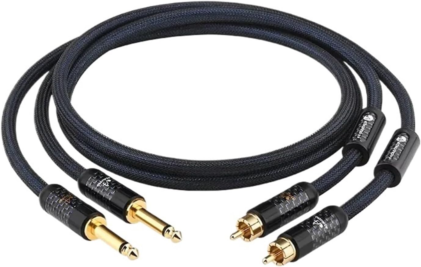 One Pair 6.5mm to RCA Audio Cable Hi-end Pure Silver Dual TS Mono 6.5mm to 2RCA Male Adapter Cable for Mixer Amplifier(5m)