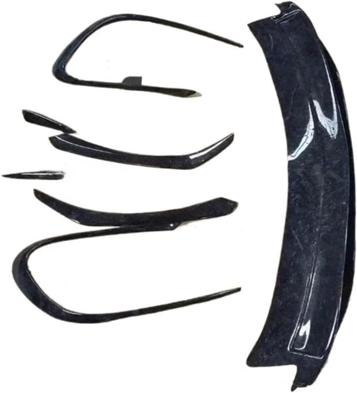 Carbon Fiber/ABS Black Front Bumper Lip Spoiler Flaps Canard Compatible For Mercedes Benz CLA Class W117 CLA45 AMG 2016-2018 Car Trim Cover(Forged Carbon 7Pcs)