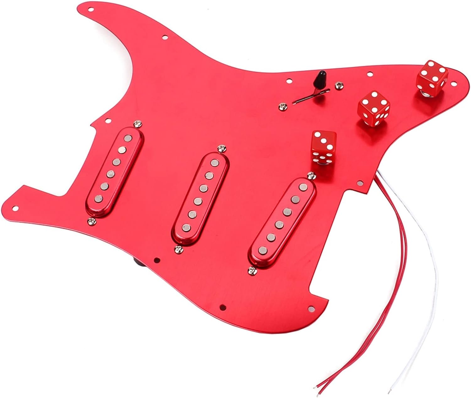 TSTS Guitar Pre-Wired Loaded Red SSS Pickguard with Pickup Kit for Electric Guitar DIY Parts Prewired Pickup Pickguard