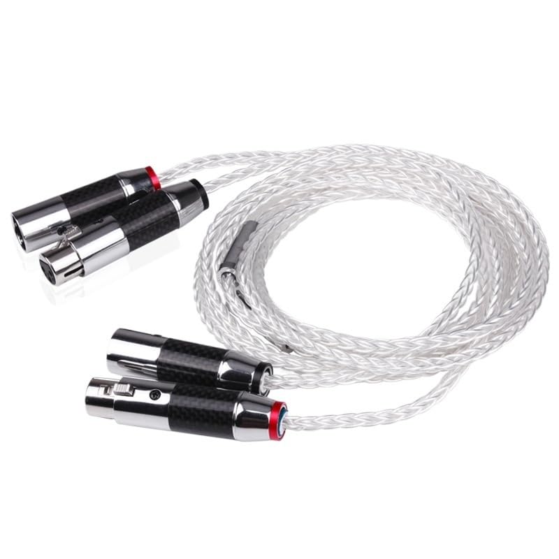 1 Pair HiFi 7N OCC Silver-Plated Audio Cable with Carbon Fiber 3pins XLR Balanced Cable XLR Connector(1.5m)