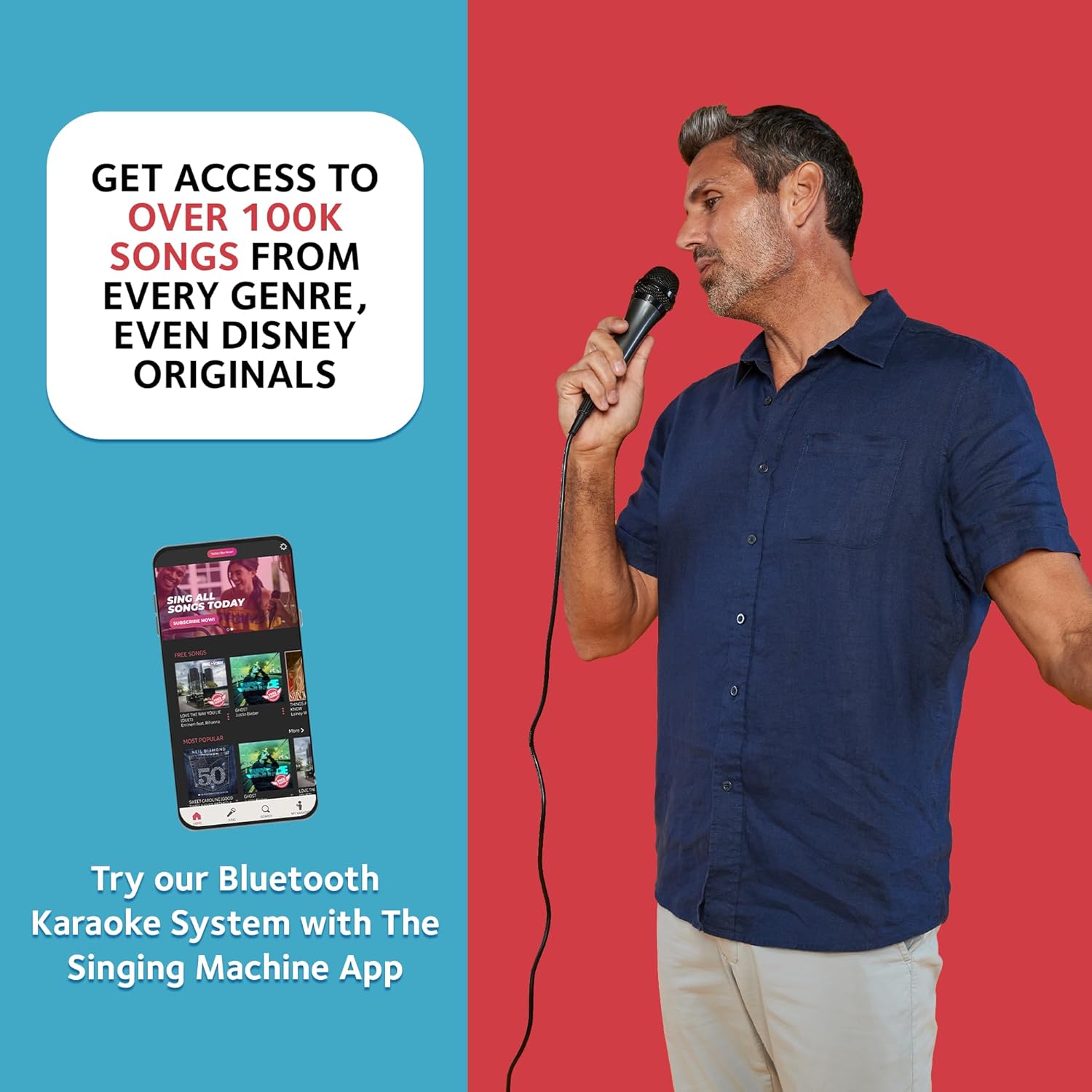 Singing Machine Portable Karaoke Machine for Adults & Kids with Wired Microphone, Rose Gold/Frosted Pink - Built-In Karaoke Speaker, Bluetooth with LED Disco Lights - Karaoke System with CD+G & USB