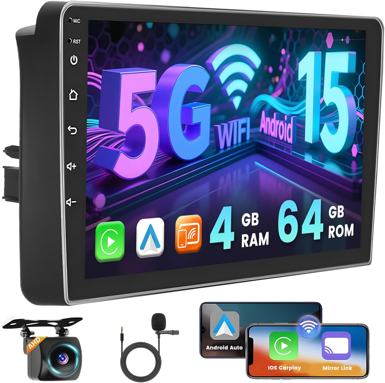 [DSP 4+64G] Hikity Android 15 Car Stereo for Dodge Grand Caravan 2011-2020/Chrysler Grand Voyager 2011-2015 Wireless Carplay Android Auto, 9'' Touchscreen Radio 5G WiFi Bluetooth GPS SWC/FM Backup Cam