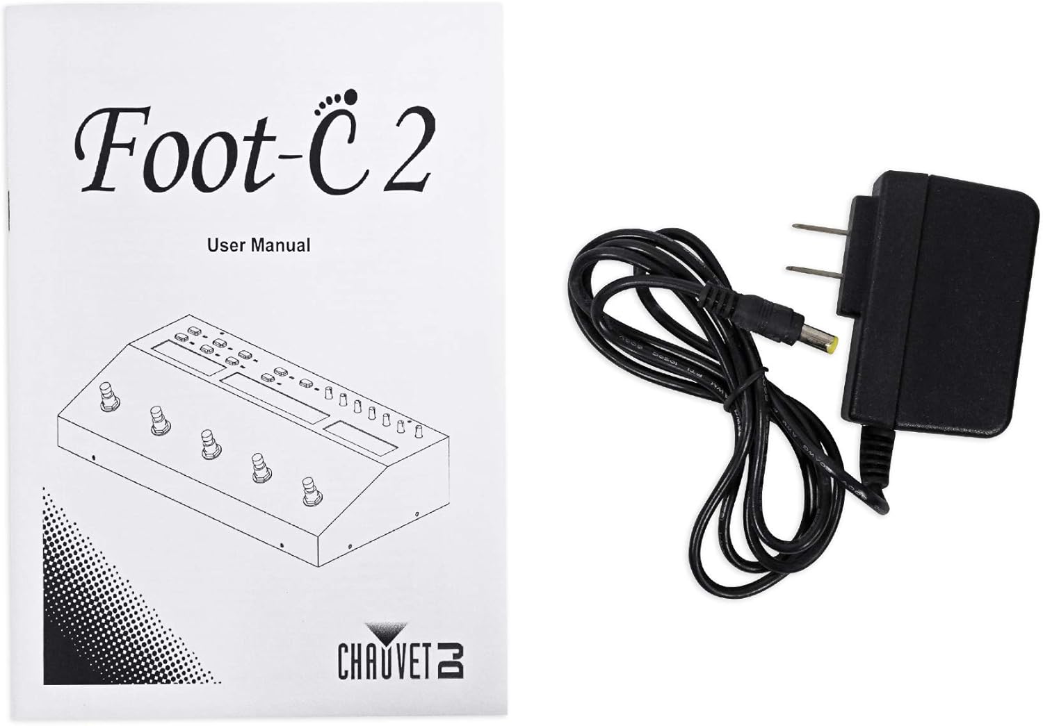 Chauvet DJ Foot C-2 36-Channel DMX Foot Controller w/MIDI Input+LCD Display Bundle with RockvilIe DJ1500 DJ Headphones w/Detachable Coil Cable, Case+Extra Ear Pad