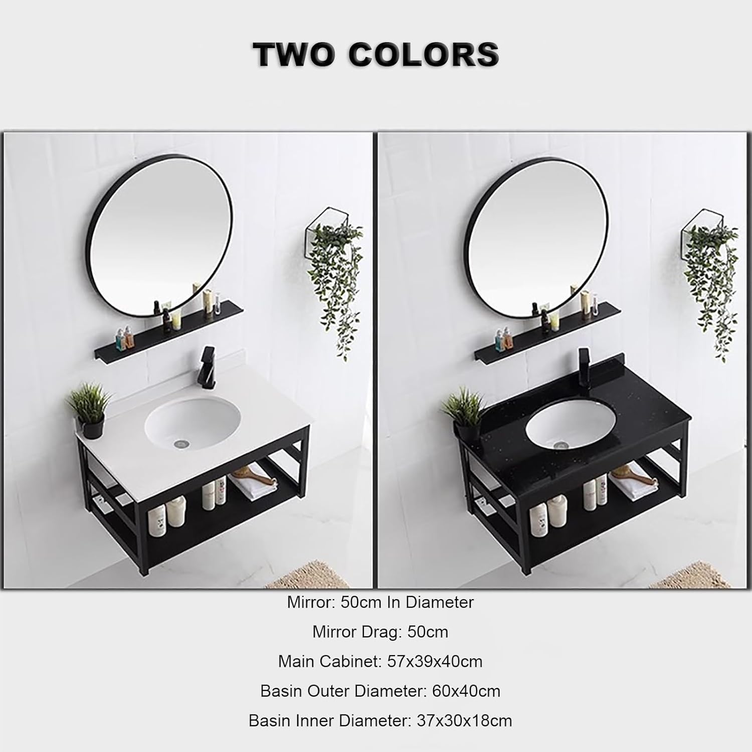 DOSSAE with Corner Mirror Cabinet,Wall Mount Sink,Countertop Corner Vessel Sink,Wall Mount Vessel Sink,Ceramic Vessel Sink,Corner Wall Mount Vanity Sink,for Laundry WC. (Color : Black)