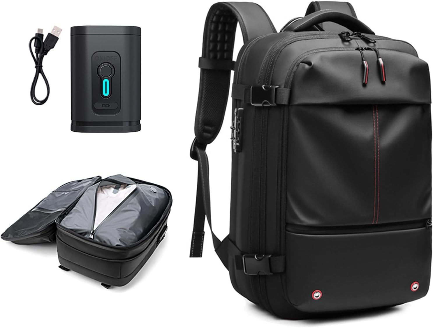 Vacuum Vacpack Backpack for Travel with Pump (Black)