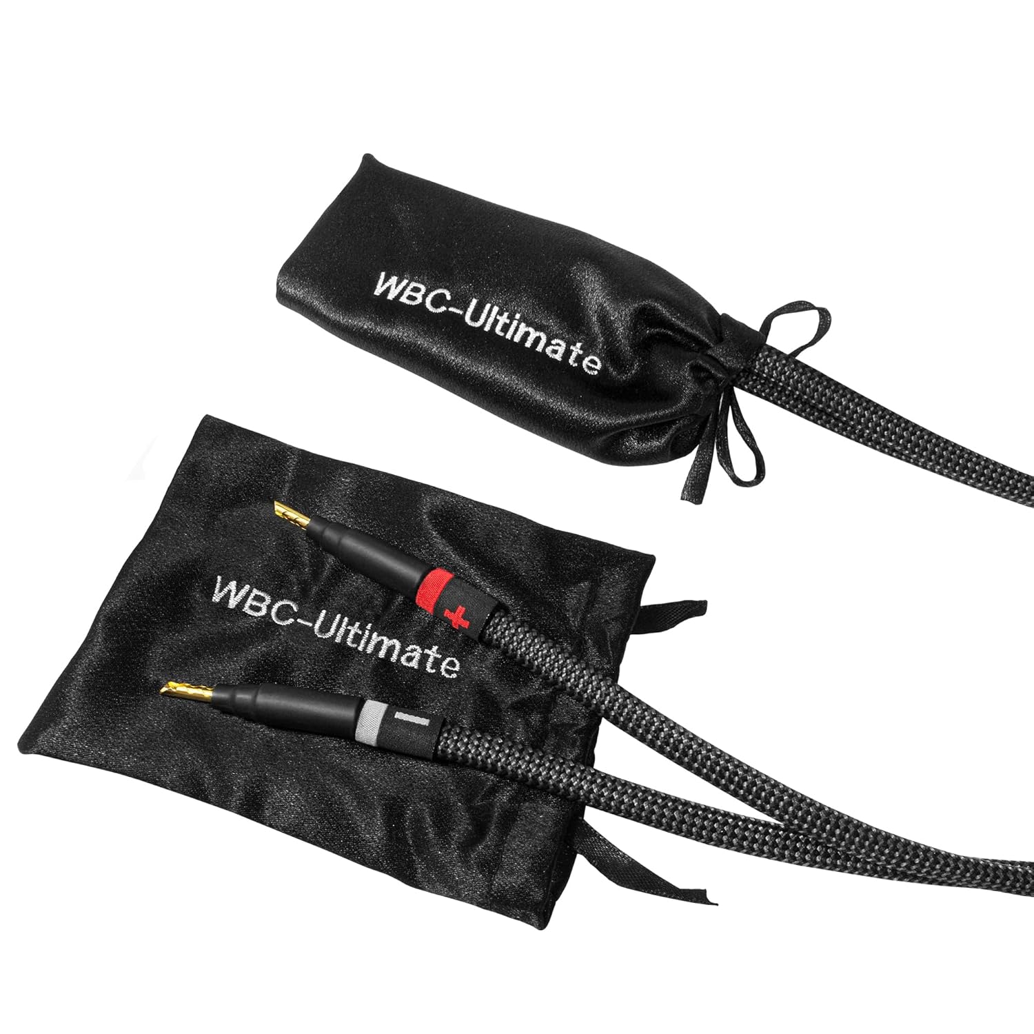 WORLDS BEST CABLES 12 Foot Ultimate - 9 AWG - Ultra-Pure OFC - Premium Audiophile HiFi Speaker Cable Pair with Eminence Gold Banana Plugs & Carbon Tweed Jacket