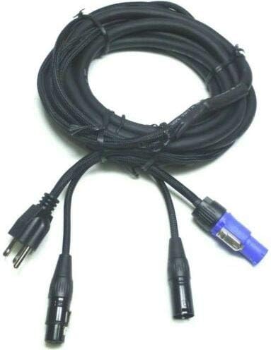 LASE 50 Ft (15.2M) Siamese PowerCon AC & XLR Audio Combo Cable (Powered Speakers