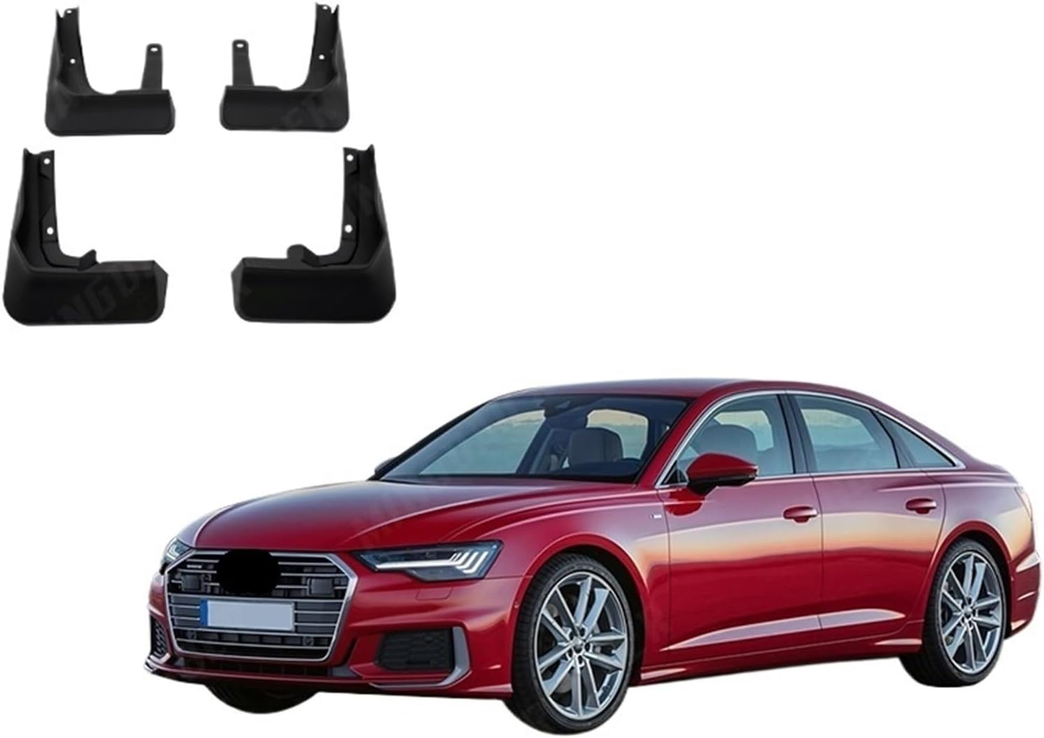 Car Mudflap Mudguards Compatible with A6 Saloon S-Line Sport C8 2019~2020 Fender Mud Guard Splash Flaps Mudguard Accessories(Basic)