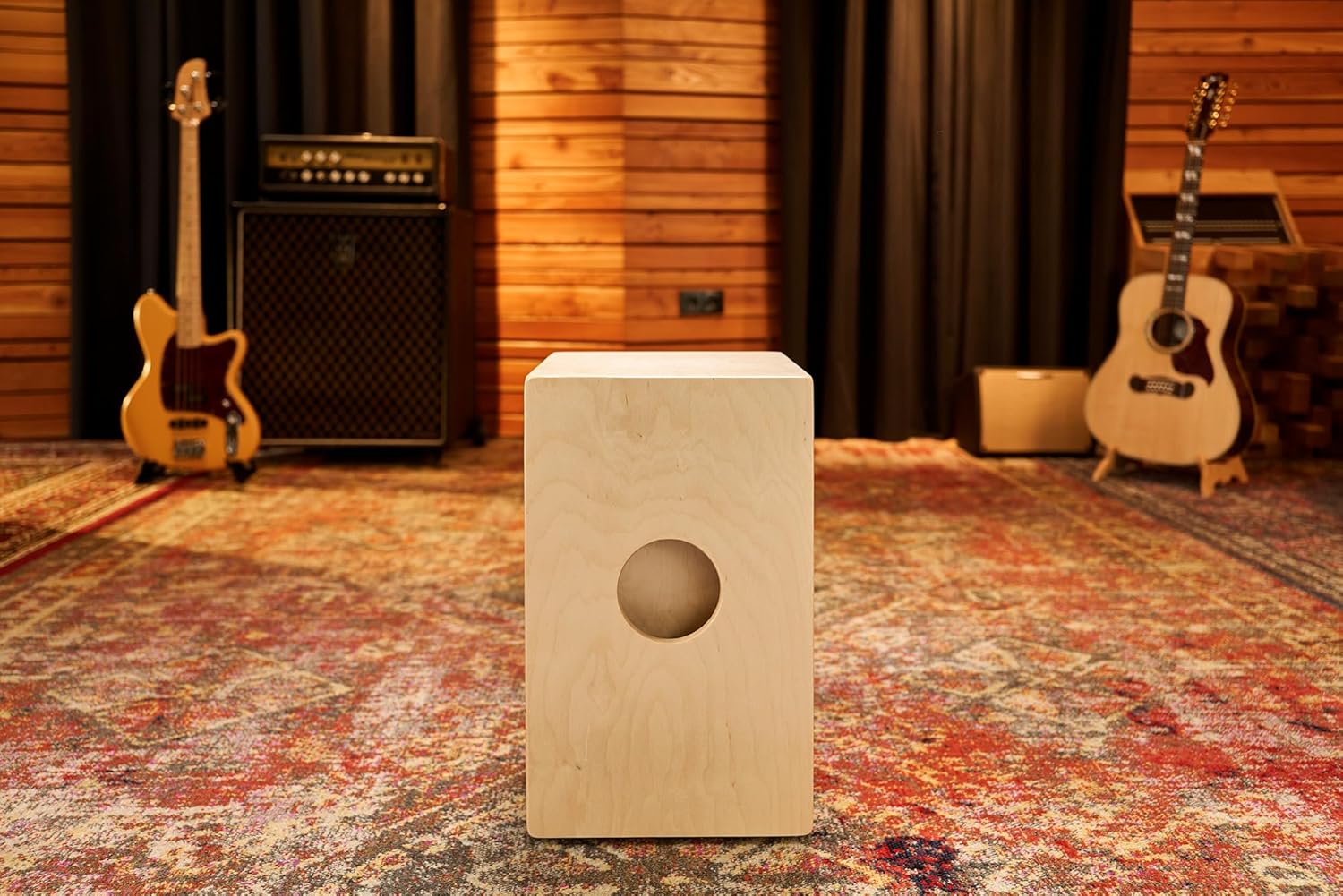 Pickup Snare Cajon Box Drum with Electronics for Amp or PA System — NOT MADE IN CHINA — Play with Your Hands, Baltic Birch, 2-YEAR WARRANTY