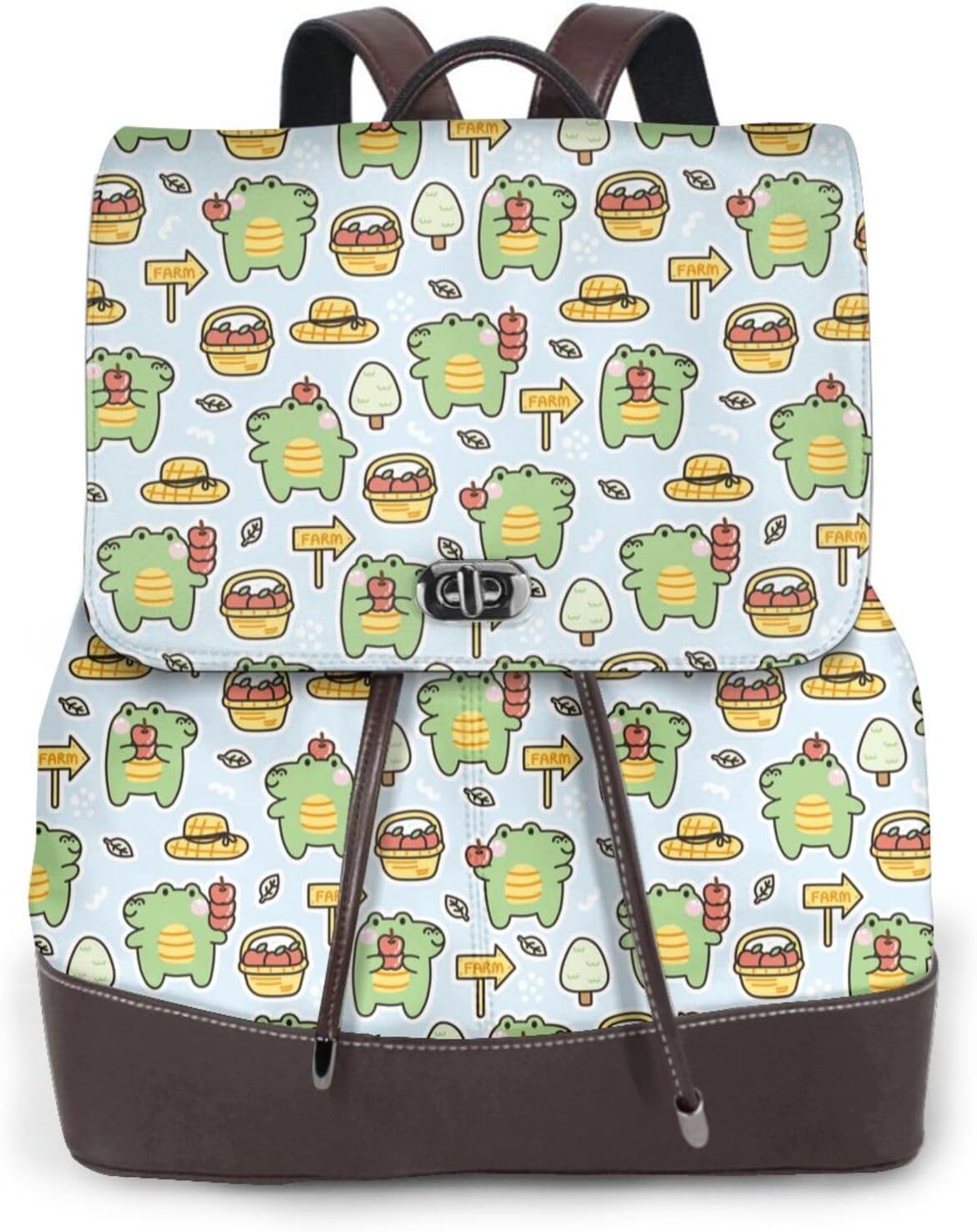 Cute Crocodile with Fruit for Womens Backpack Purse Microfiber PU Anti-theft Large Fashion Designer Travel Bag Ladies Shoulder Bags