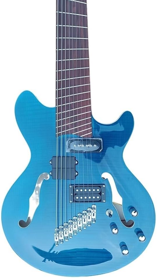 Custom double f hole nine string electric guitar,Fan style Pinsilk,Left four string bass and right five string