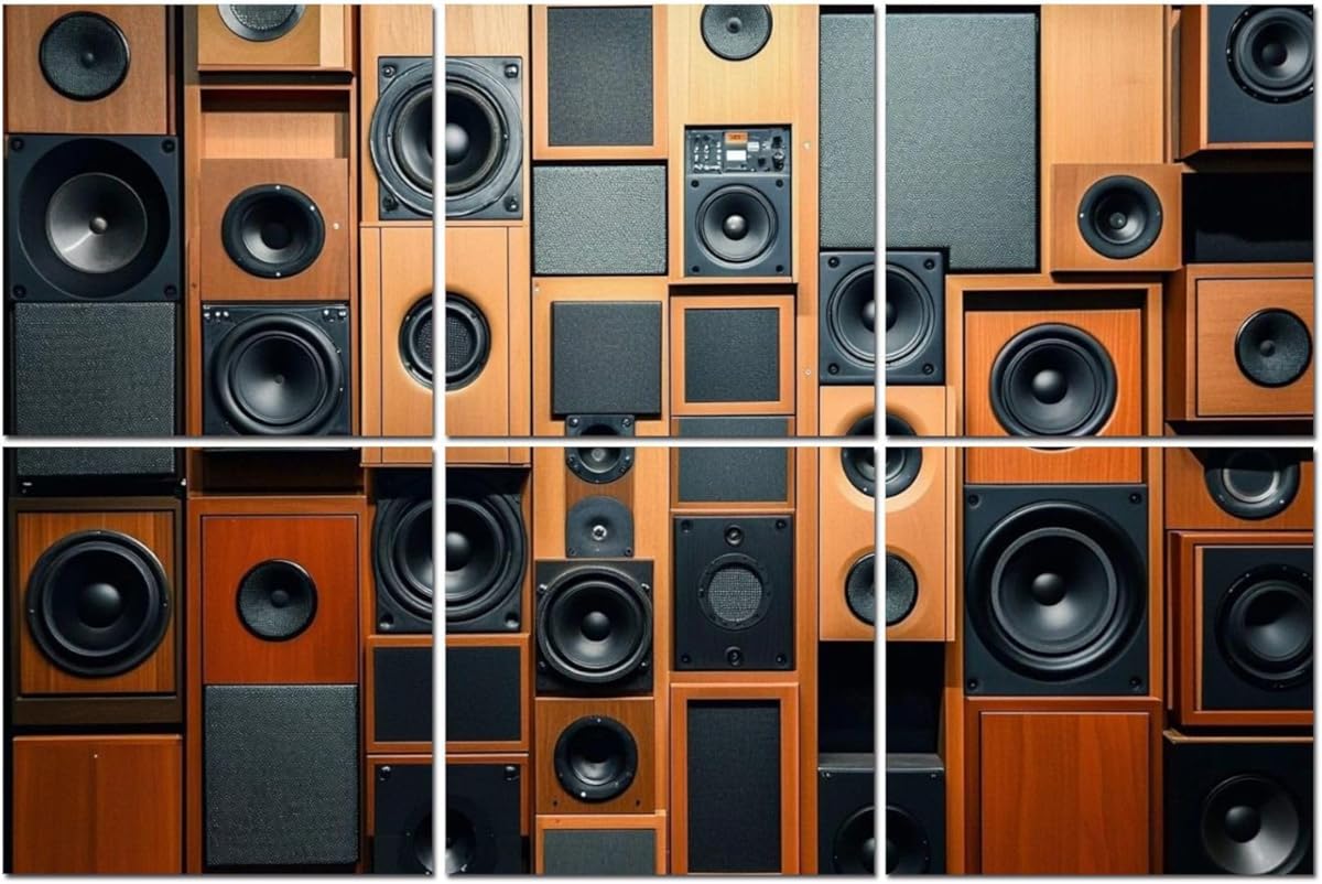 6 Pack Art Acoustic Panels Full frame retro sound speakers Sound Absorbing Panel 48