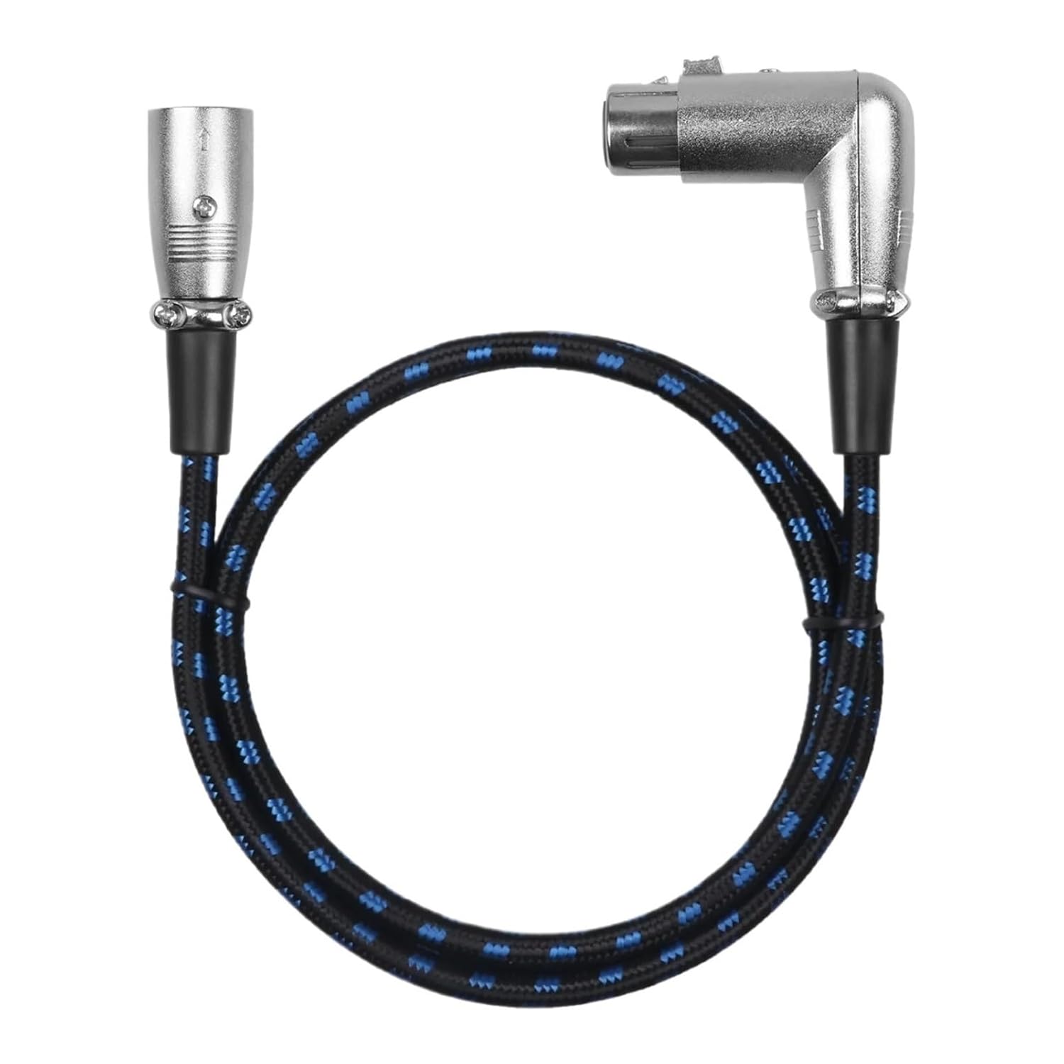 Right Angled Female to Male 3 Pin Mic Patch Cord for Powered Speakers Recording Devices XLR Microphone Cord(M - Right Angle F,1m)