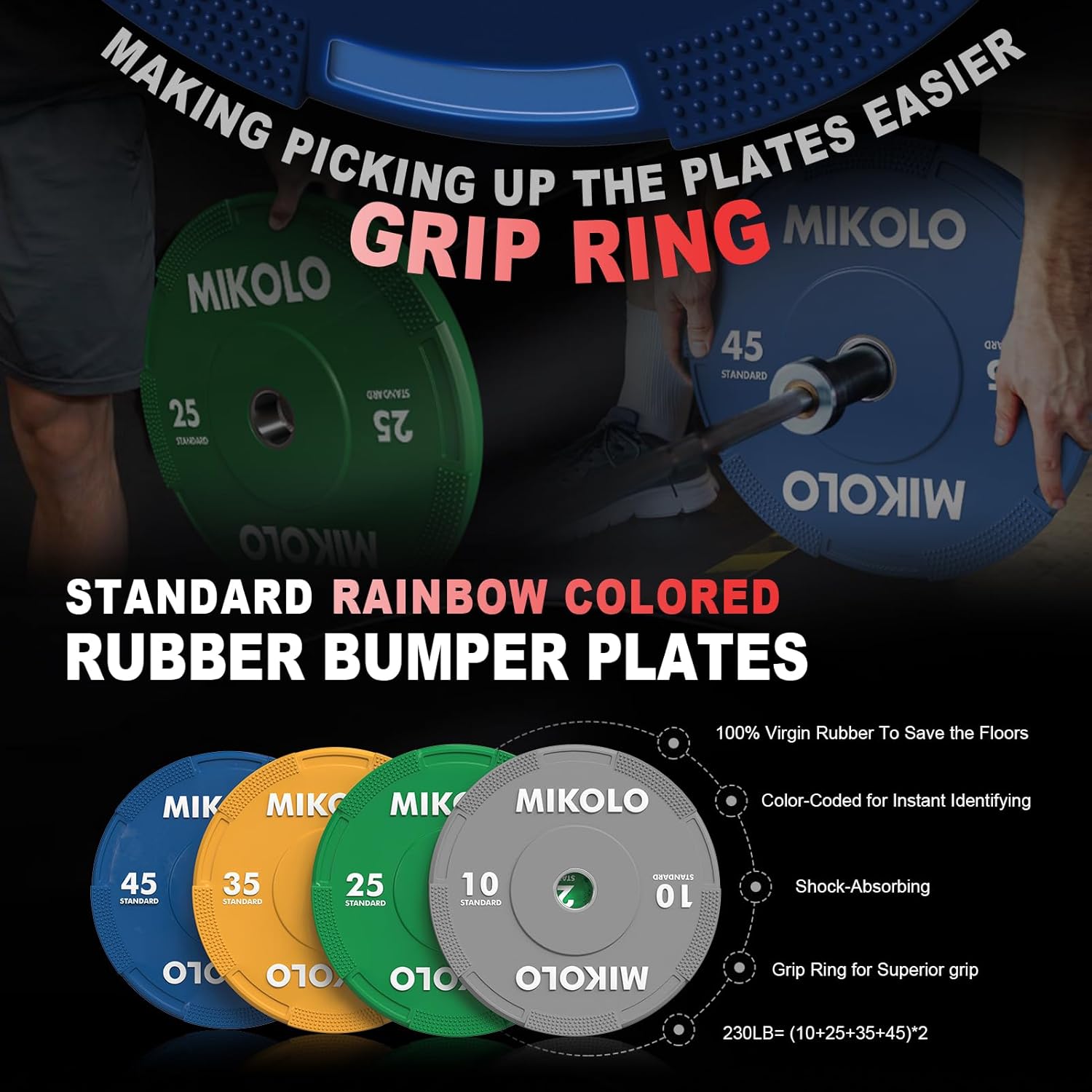 Mikolo Smith Machine, 2200lbs Squat Rack with LAT-Pull Down System & Cable Crossover Machine, Training Equipment with Leg Hold-Down Attachment