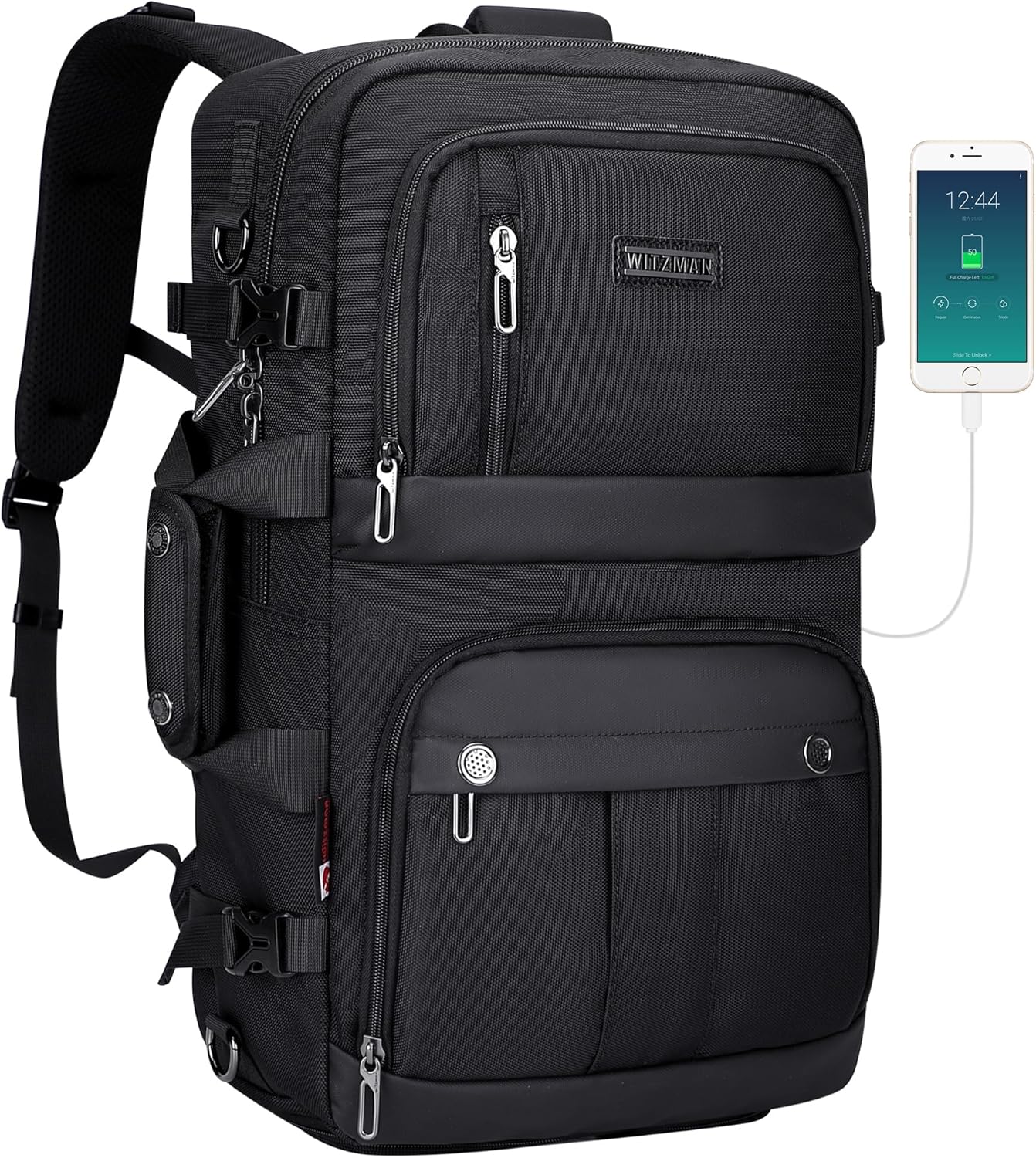 WITZMAN Carry on Travel Backpack for Men Women Laptop Backpack with USB Charging Port Airline Approved(B683 Classic Black)