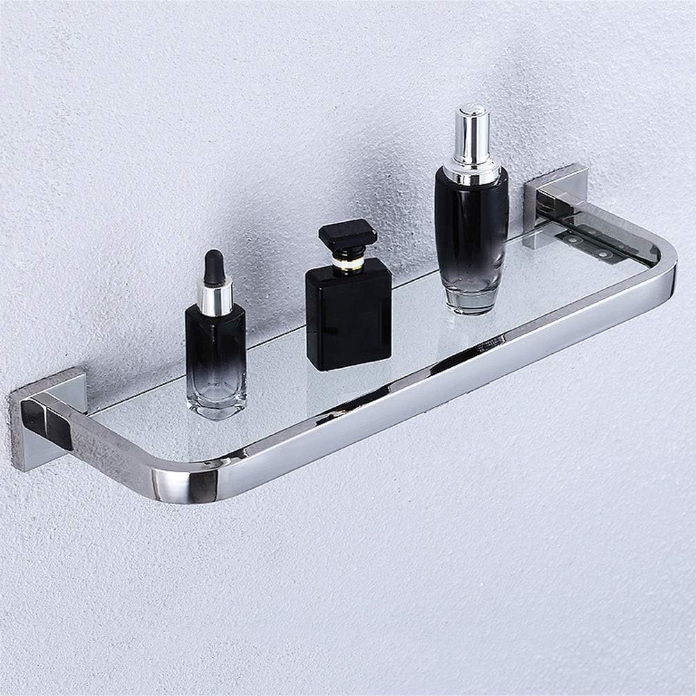 AGYH Bathroom Shelf Stainless Steel Bathroom Storage Rack Glass Wall Mount (40cm, 50cm, 60cm) (Size : 60cm)