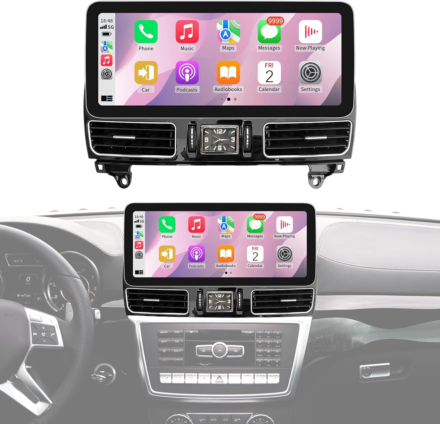 Wireless CarPlay/Android Auto 12.3 Inch Touchscreen for Mercedes Benz ML GL W166 X166 (2012-2015) with NTG4.5/4.7 System, Car Radio Receiver, Multimedia, Bluetooth, Car Stereo