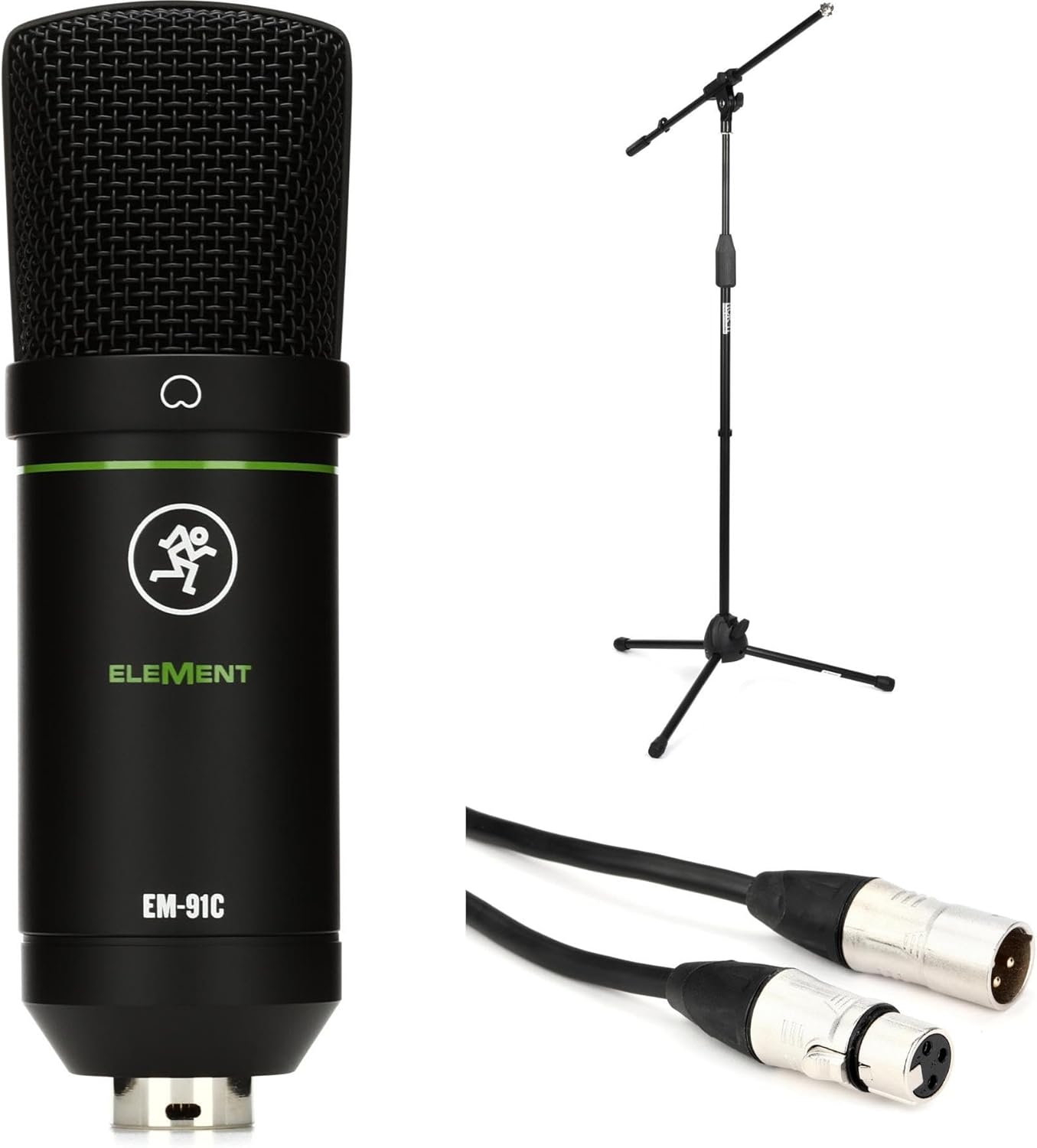 MackieEM-91C Large-Diaphragm Condenser Microphone for Studio Recording, Vocals, Podcasts, Streaming, and Content Creation with Adjustable Stand, XLR Cable, Audio Performance, Durable