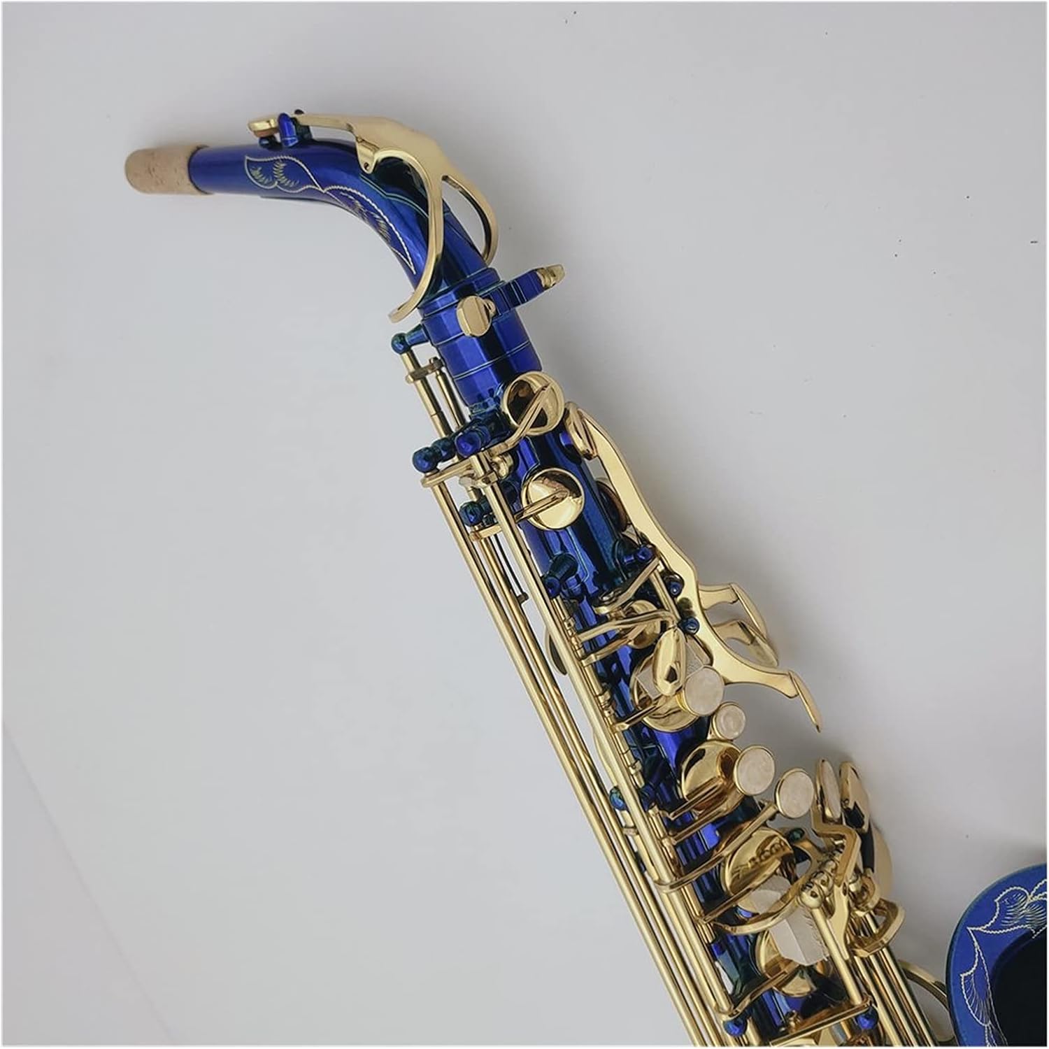 Alto Saxophone EB Tune Blue Body Nickel Plated Professional Musical Instrument with Case Student Saxophone