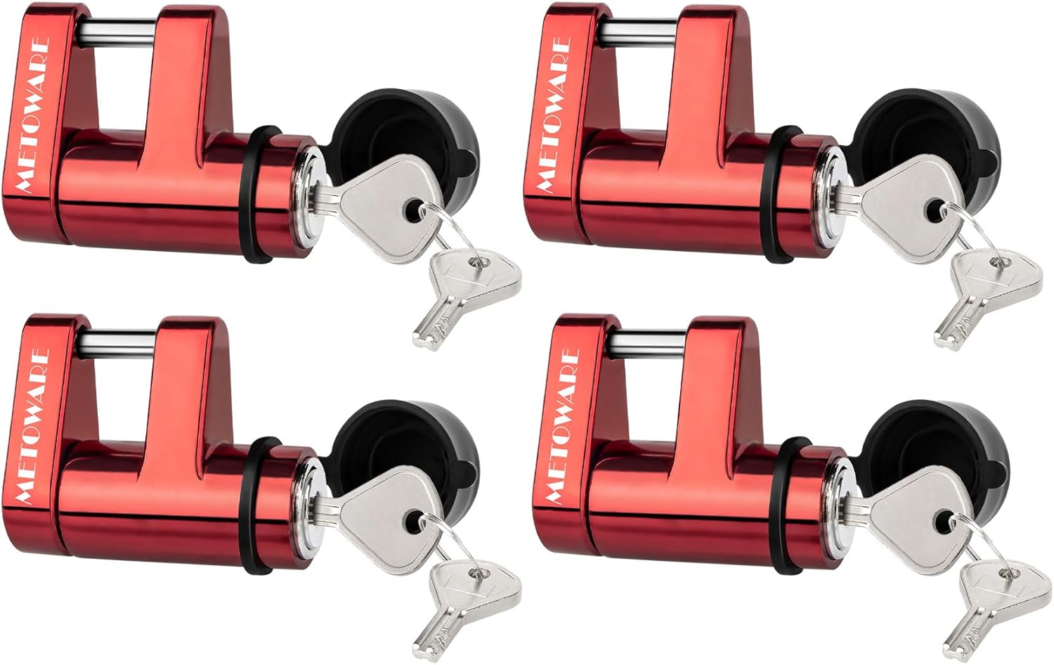 METOWARE Trailer Tongue Coupler Lock with All-Weather Rubber Cap, 1/4