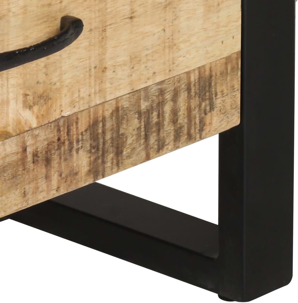 Rustic Solid Mango Wood Bookshelf with Black Metal Frame, 3 Spacious Shelves for Books and Decor, Unique Wood Grain Design, Wall Mountable Storage Unit for Living Room Office