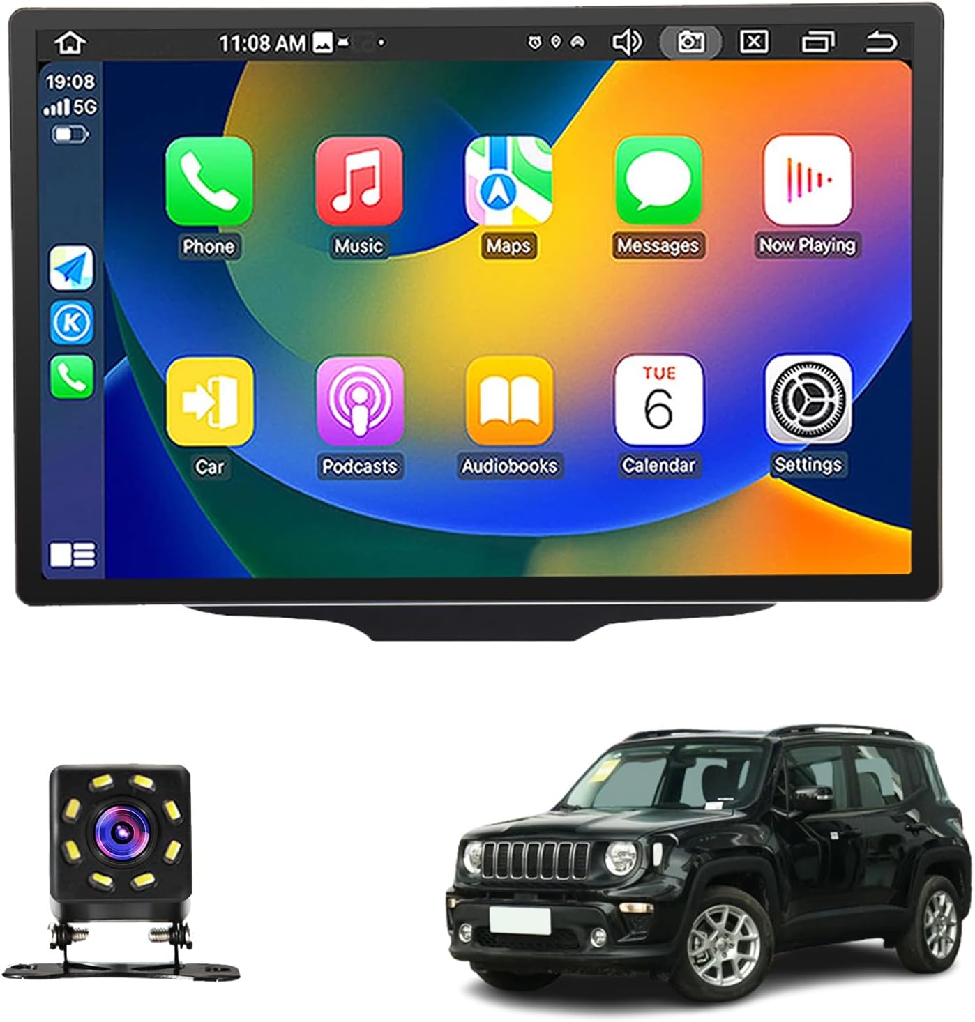13.3 Inch Touchscreen Car Stereo Radio for Jeep Renegade (2016-2018), Android 13 Multimedia Head Unit Supports Bluetooth, GPS, CarPlay, Android Auto, Reverse Camera(Size:8+256)