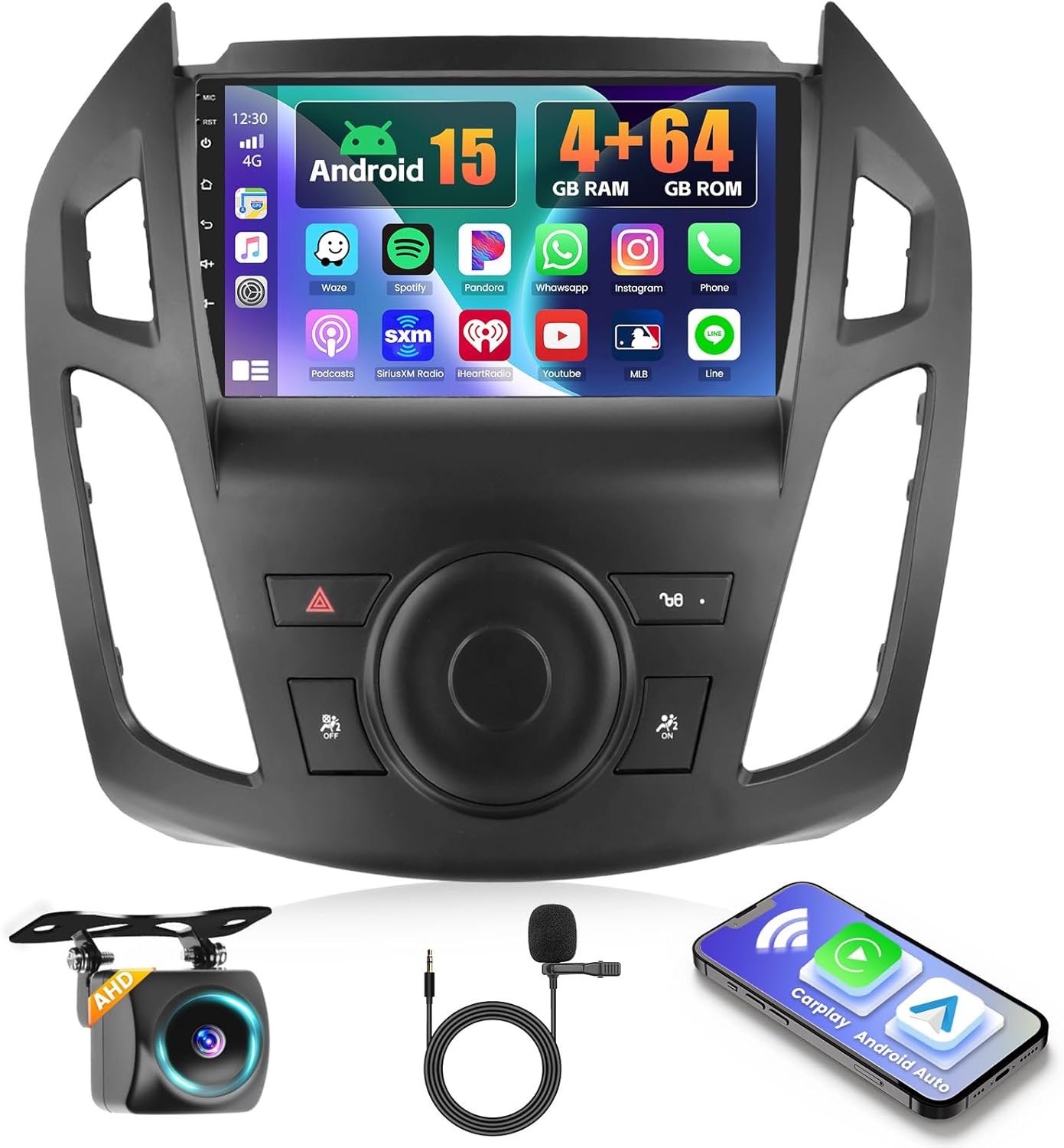 4+64GB Android 15 Car Radio for Ford Transit (LHD) 2014 2015 Wireless CarPlay Android Auto, Realdio 9