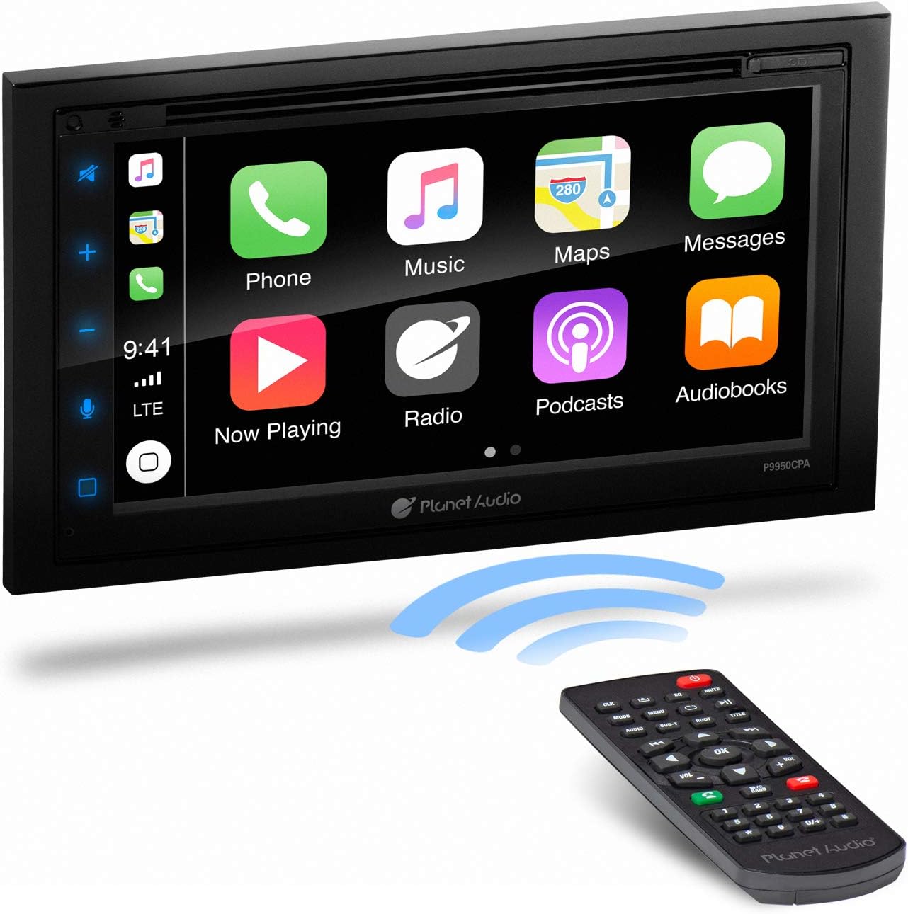 Planet Audio P9950CPA Apple Carplay Android Auto Car Multimedia Player - Double-Din, 6.75 Inch LCD Touchscreen, Bluetooth, MP3-DVD-CD-USB-Aux in, Am/FM Car Radio, Multi Color Illumination