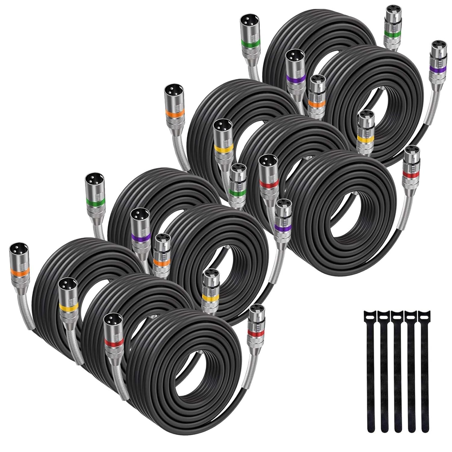 XLR Cables 20FT 10 Pack, Heavy Duty Oxygen-Free Copper 3-Pin Balanced Shielded XLR Male to Female Microphone Cable for Recording Studio Speaker, PA Systems, Audio Mixer and More
