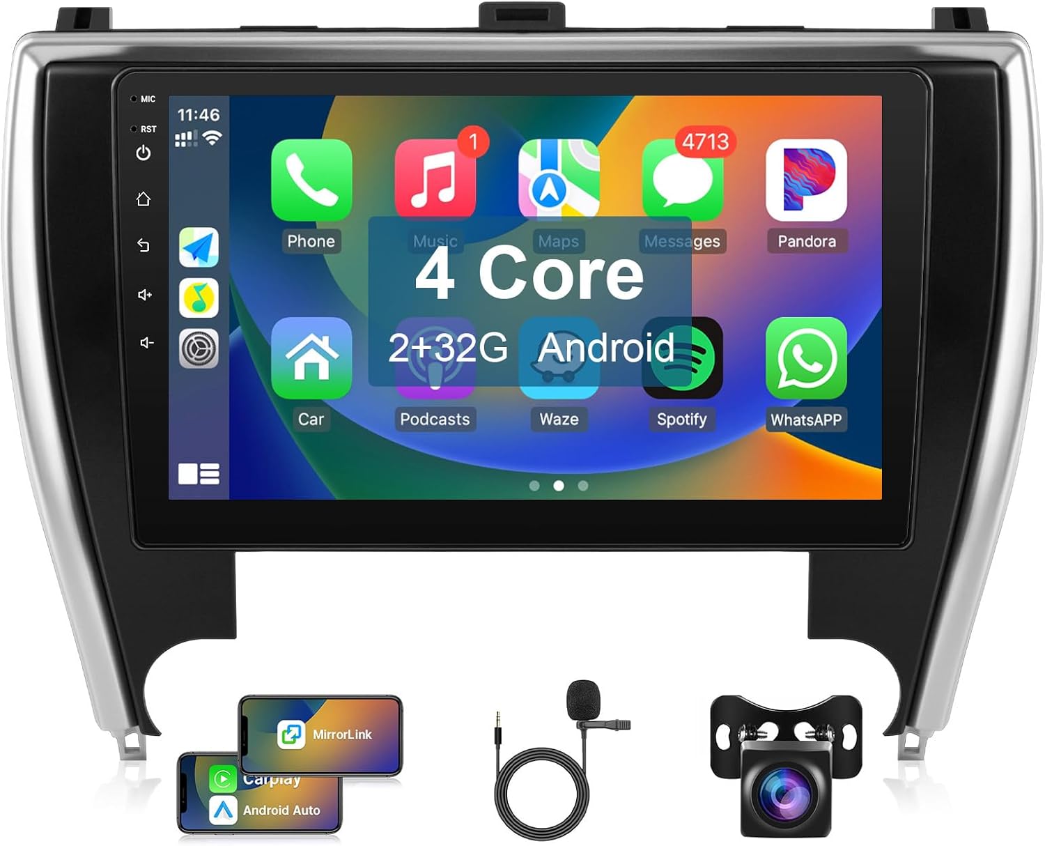 Leadfan Car Radio for Toyota Camry 2015 2016 2017 Stereo Replacement Compatible with Wireless Apple CarPlay Android Auto, 9 Inch Touchscreen Bluetooth WiFi GPS Navi Backup Camera Mic Pantalla Upgrade