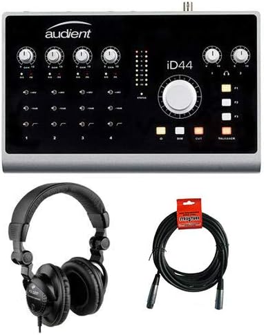 Audient iD44-20-Input/24-Output High-Performance AD/DA Interface & Monitoring System with HPC-A30 Studio Monitor Headphones and XLR-XLR Cable