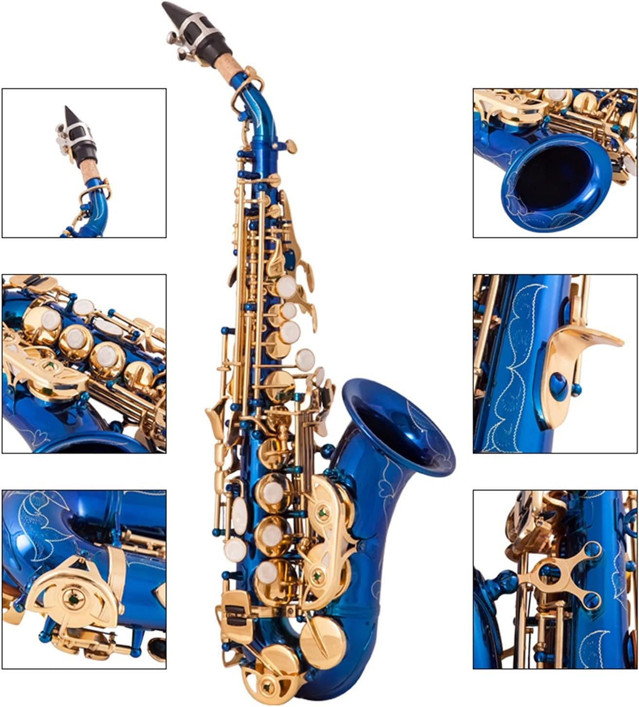 Brass Golden Carve Pattern Bb Bend Althorn Saxophone Saxophone Sax Pearl White Shell Buttons Wind Instrument Student Saxophone