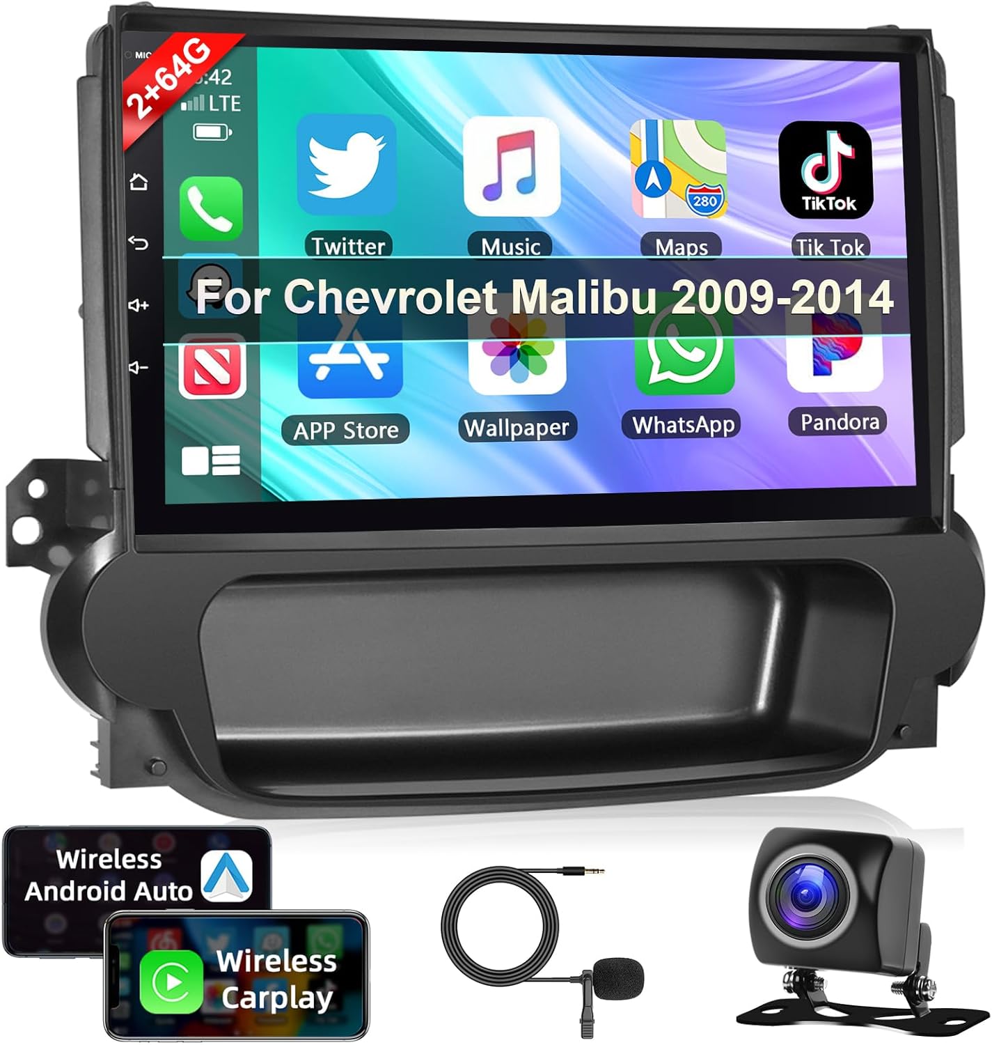 【8Core 2+64G】 Car Stereo for Chevrolet Chevy Malibu 2009 2010 2011 2012 2013 2014 with Apple Carplay Android Auto,9
