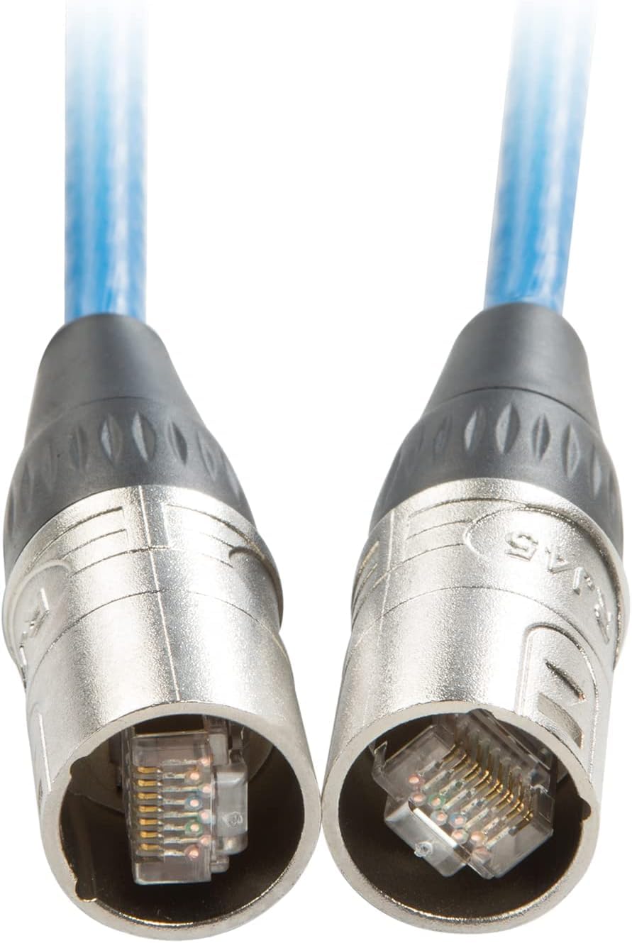 LyxPro 4 Channel 3 Pin Multi Network XLR Cable Breakout M&F to RJ45 Ethercon with CAT6 6' Feet Shielded Ethercon Sound Audio and Lighting RJ45 Cable - Blue