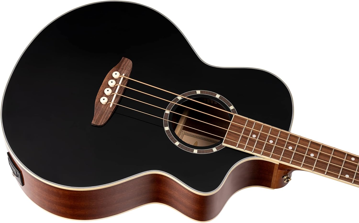 Ortega Guitars Deep Series 4 String Acoustic Bass Guitar, Right-handed, Black, (D8CE-4)