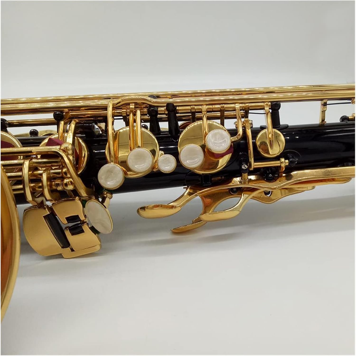 Saxophone Straight Tenor Saxophone Black Lacquer with Case Sax Tenor Mouthpiece Reeds Neck Musical Instrument Accessories Key Type Woodwind Instrument (Color : Black)