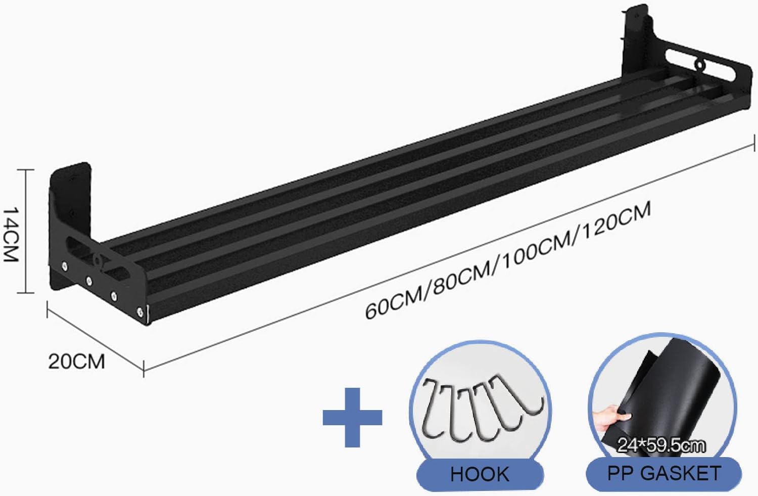 Stainless Stell Shelf Wall Mount Floating Shelving, Kitchen Spice Rack Microwave Bracket with Hooks, Commercial Restaurant Bar Multifunctional Storage Shelf, Garage/Bathroom Shelves Organization